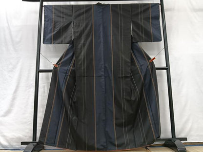平和屋着物■本場縞大島紬　間道　正絹　逸品　CABM2113xe