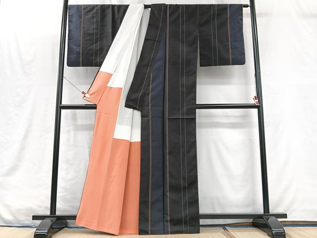 平和屋着物■本場縞大島紬　間道　正絹　逸品　CABM2113xe