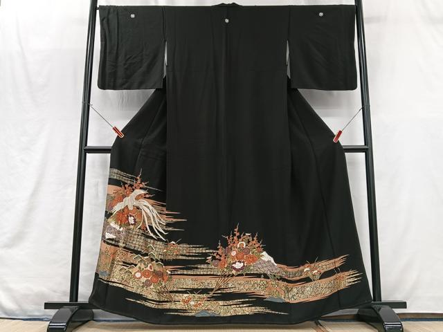平和屋着物■豪華黒留袖　鳳凰扇面花文　金彩　正絹　逸品　CABM2116xe
