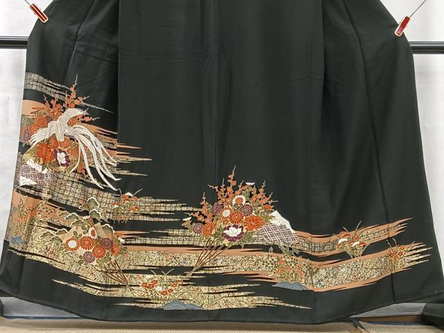 平和屋着物■豪華黒留袖　鳳凰扇面花文　金彩　正絹　逸品　CABM2116xe