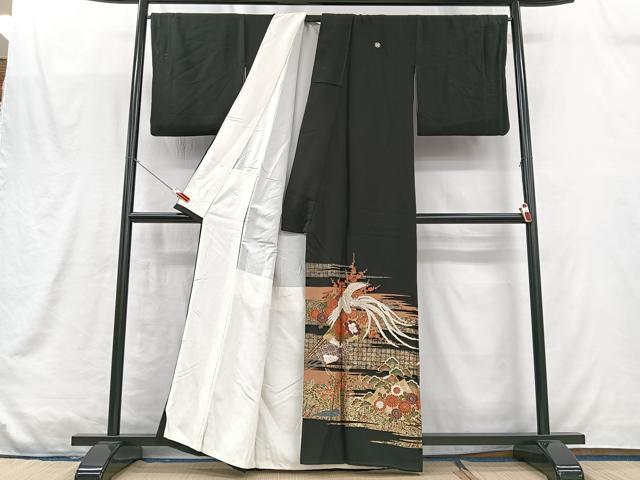 平和屋着物■豪華黒留袖　鳳凰扇面花文　金彩　正絹　逸品　CABM2116xe