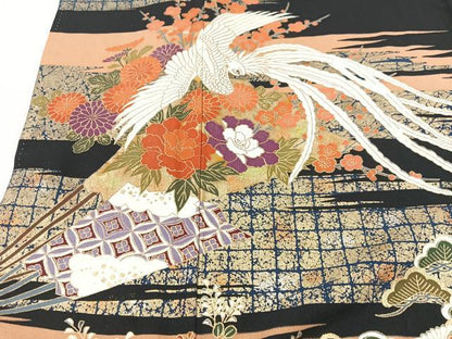 平和屋着物■豪華黒留袖　鳳凰扇面花文　金彩　正絹　逸品　CABM2116xe