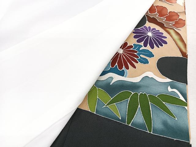 平和屋着物■豪華黒留袖　駒刺繍　尾長鳥立波花文　金彩　正絹　逸品　CABM2118xe