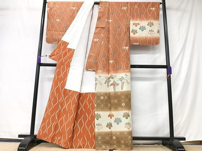 平和屋着物■訪問着　立涌笹竹松文　暈し染め　金彩　正絹　逸品　未使用　CABM2122xe