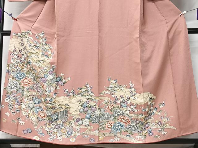 平和屋着物■訪問着　流水草花文　正絹　逸品　CABM2124xe