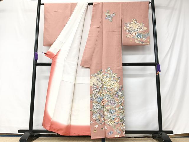 平和屋着物■訪問着　流水草花文　正絹　逸品　CABM2124xe