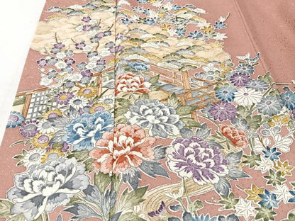 平和屋着物■訪問着　流水草花文　正絹　逸品　CABM2124xe
