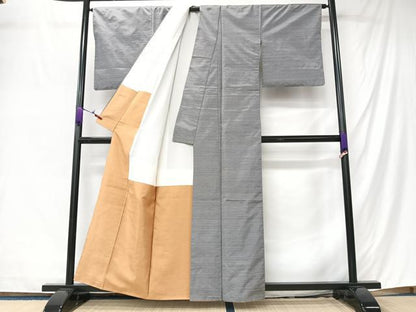 平和屋着物■本場大島紬　横段文　正絹　逸品　CABM2125xe