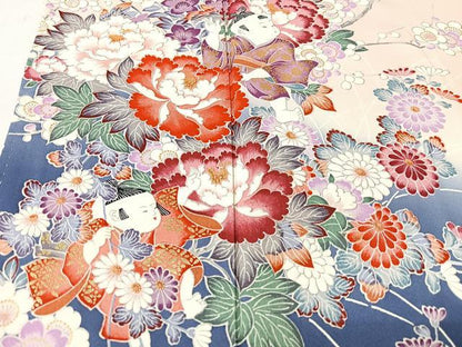 平和屋着物■豪華振袖　唐子枝花文　暈し染め　金彩　正絹　逸品　CABM2126xe