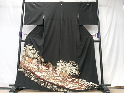 平和屋着物■豪華黒留袖　花車文　金彩　正絹　逸品　CABM2129xe