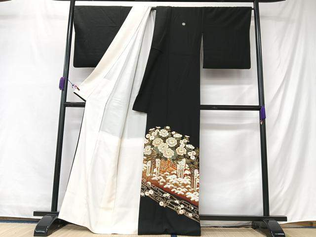 平和屋着物■豪華黒留袖　花車文　金彩　正絹　逸品　CABM2129xe