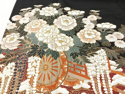 平和屋着物■豪華黒留袖　花車文　金彩　正絹　逸品　CABM2129xe