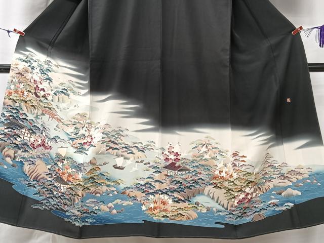 平和屋着物■豪華黒留袖　作家物　風景文　暈し染め　正絹　逸品　CABM2130xe