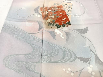 平和屋着物■訪問着　色紙流水草花文　暈し染め　金彩　正絹　逸品　CABM2133xe
