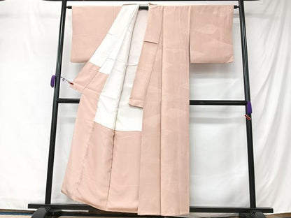 平和屋着物■上質な色無地　扇地紋　一斤染色　正絹　逸品　CABM2136xe