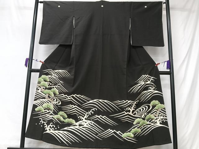 平和屋着物■豪華黒留袖　立波浜松文　金彩　正絹　逸品　CABM2138xe
