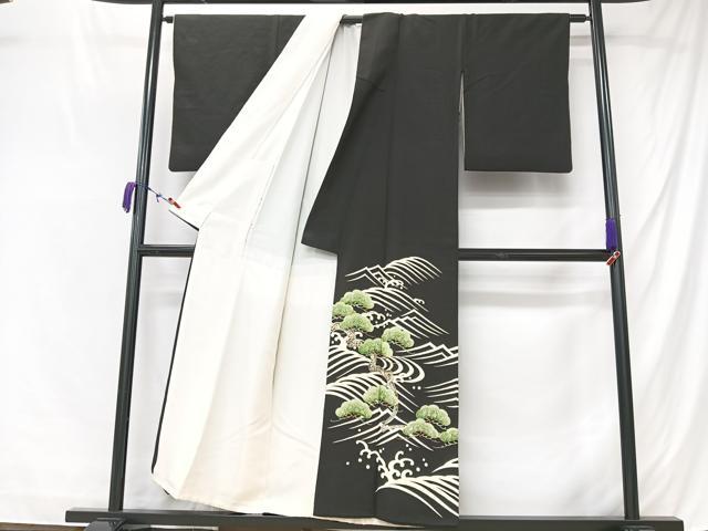 平和屋着物■豪華黒留袖　立波浜松文　金彩　正絹　逸品　CABM2138xe