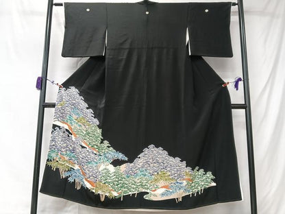 平和屋着物■豪華黒留袖　樹林文　正絹　逸品　CABM2139xe