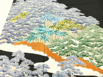 平和屋着物■豪華黒留袖　樹林文　正絹　逸品　CABM2139xe
