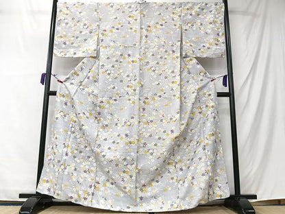平和屋着物■上質な小紋　草花文　洗える着物　未使用　CABM2140xe