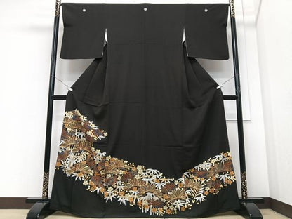平和屋着物■豪華黒留袖　駒刺繍　松竹梅　暈し染め　金彩　正絹　逸品　CABM2154xe