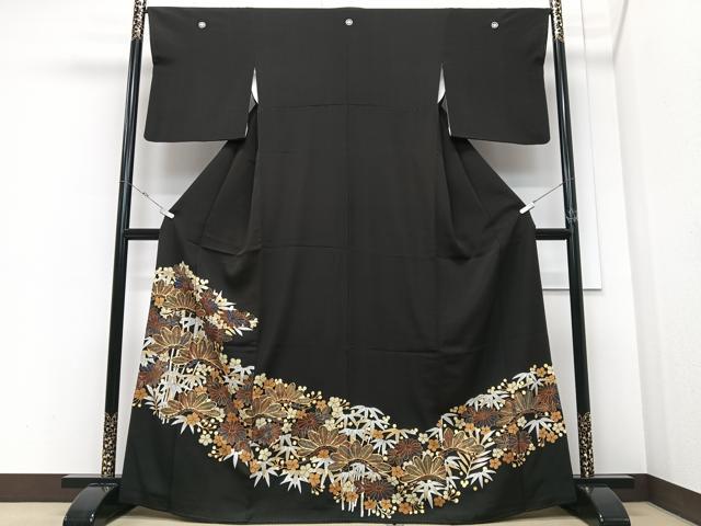 平和屋着物■豪華黒留袖　駒刺繍　松竹梅　暈し染め　金彩　正絹　逸品　CABM2154xe