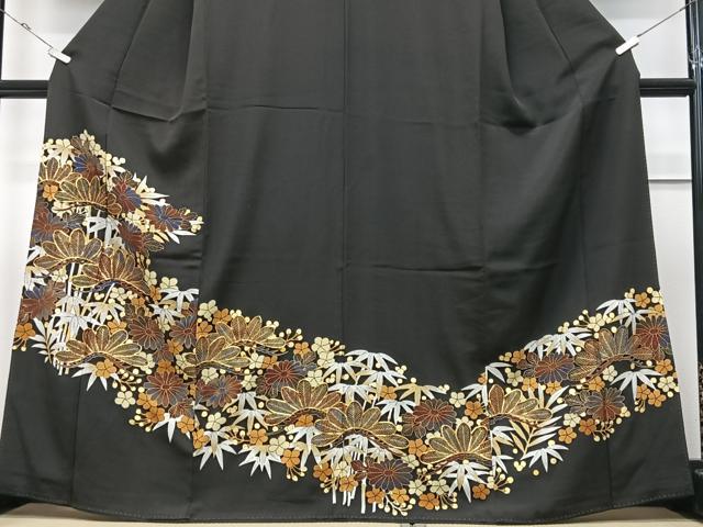 平和屋着物■豪華黒留袖　駒刺繍　松竹梅　暈し染め　金彩　正絹　逸品　CABM2154xe