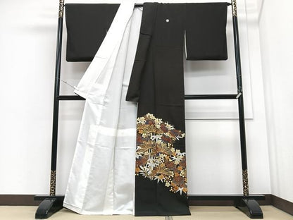 平和屋着物■豪華黒留袖　駒刺繍　松竹梅　暈し染め　金彩　正絹　逸品　CABM2154xe
