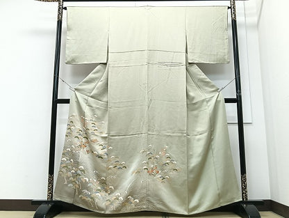 平和屋着物■豪華色留袖　駒刺繍　風景立波松文　暈し染め　金彩　正絹　逸品　CABM2158xe