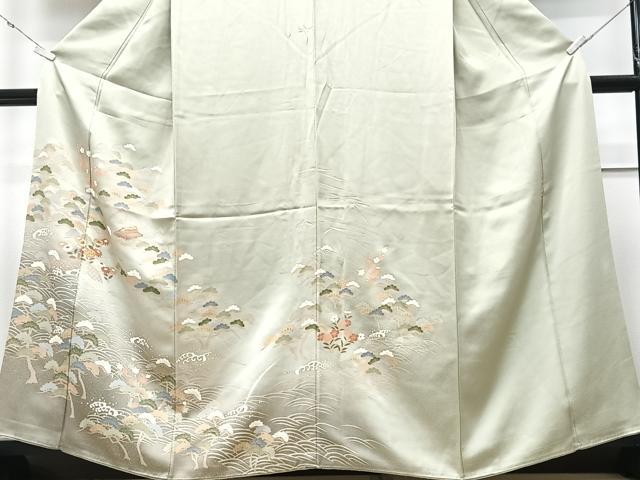 平和屋着物■豪華色留袖　駒刺繍　風景立波松文　暈し染め　金彩　正絹　逸品　CABM2158xe