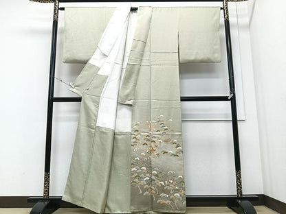 平和屋着物■豪華色留袖　駒刺繍　風景立波松文　暈し染め　金彩　正絹　逸品　CABM2158xe