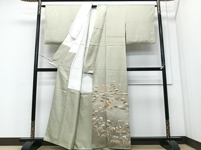 平和屋着物■豪華色留袖　駒刺繍　風景立波松文　暈し染め　金彩　正絹　逸品　CABM2158xe