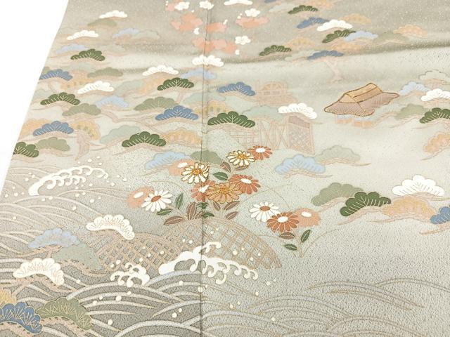 平和屋着物■豪華色留袖　駒刺繍　風景立波松文　暈し染め　金彩　正絹　逸品　CABM2158xe