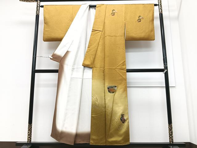 平和屋着物■訪問着　陶器文　暈し染め　金銀彩　正絹　逸品　CABM2159xe
