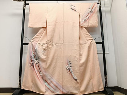 平和屋着物■訪問着　手描き　孔雀花文　暈し染め　金銀彩　正絹　逸品　CABM2160xe