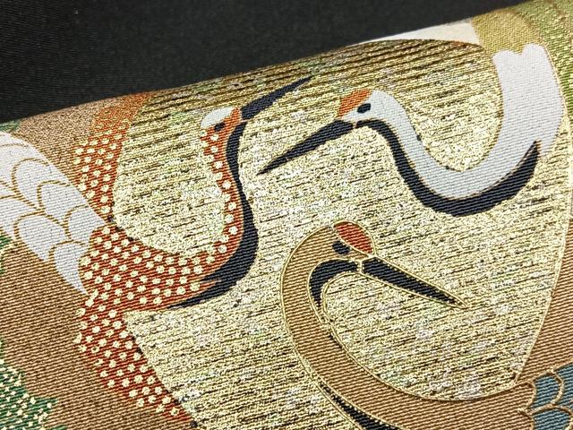 平和屋着物■豪華黒留袖　駒刺繍　エ霞飛鶴文　金彩　正絹　逸品　CABM2162xe