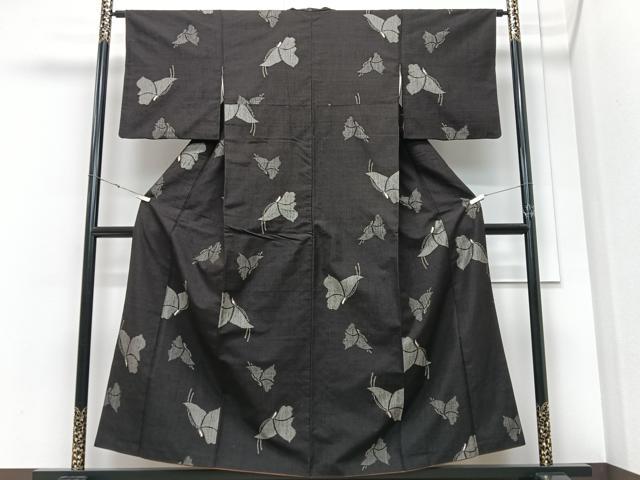 平和屋着物■上質な紬　舞蝶文　正絹　逸品　CABM2163xe