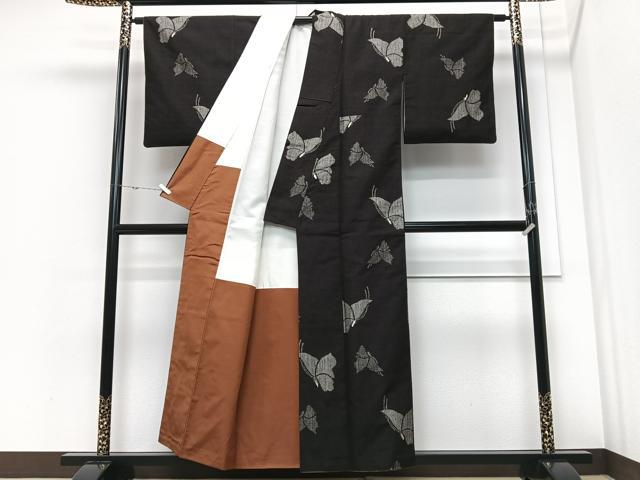 平和屋着物■上質な紬　舞蝶文　正絹　逸品　CABM2163xe