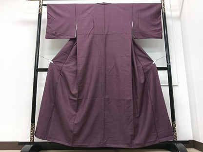 平和屋着物■上質な紬　蒲葡色　正絹　逸品　CABM2164xe
