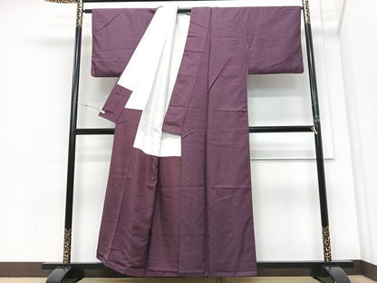 平和屋着物■上質な紬　蒲葡色　正絹　逸品　CABM2164xe