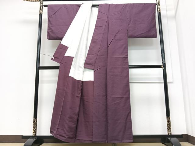 平和屋着物■上質な紬　蒲葡色　正絹　逸品　CABM2164xe