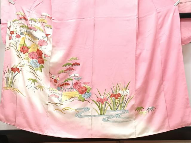 平和屋着物■豪華振袖　刺繍　流水草花文　暈し染め　金銀糸　正絹　逸品　CABM2166xe