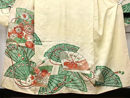 平和屋着物■豪華振袖　駒刺繍　扇面花文　金銀糸　正絹　逸品　CABM2167xe