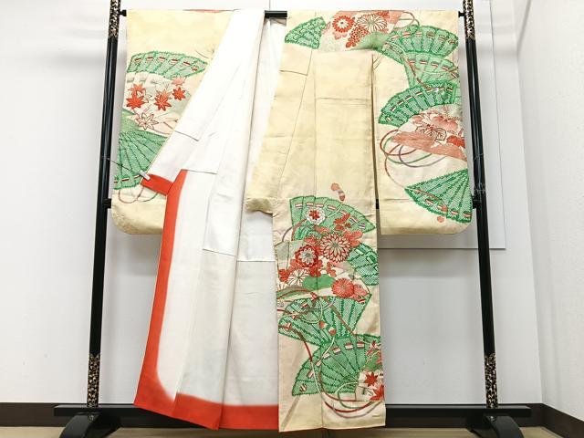 平和屋着物■豪華振袖　駒刺繍　扇面花文　金銀糸　正絹　逸品　CABM2167xe