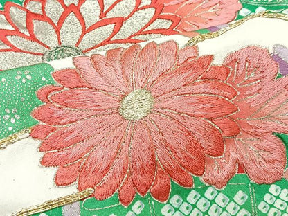 平和屋着物■豪華振袖　駒刺繍　扇面花文　金銀糸　正絹　逸品　CABM2167xe