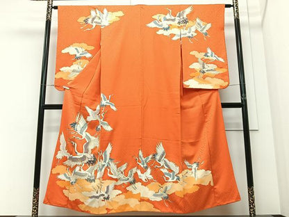 平和屋着物■訪問着　駒刺繍　飛鶴文　金彩　正絹　逸品　CABM2171xe