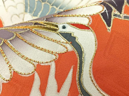 平和屋着物■訪問着　駒刺繍　飛鶴文　金彩　正絹　逸品　CABM2171xe