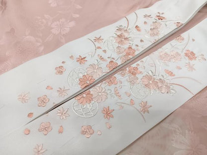 平和屋着物■長襦袢　無双仕立て　舞花地紋　半衿刺繍　正絹　逸品　未使用　CABM2175xe
