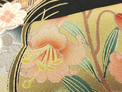 平和屋着物■豪華黒留袖　駒刺繍　立波花鳥文　暈し染め　金銀彩　正絹　逸品　CABM2176xe