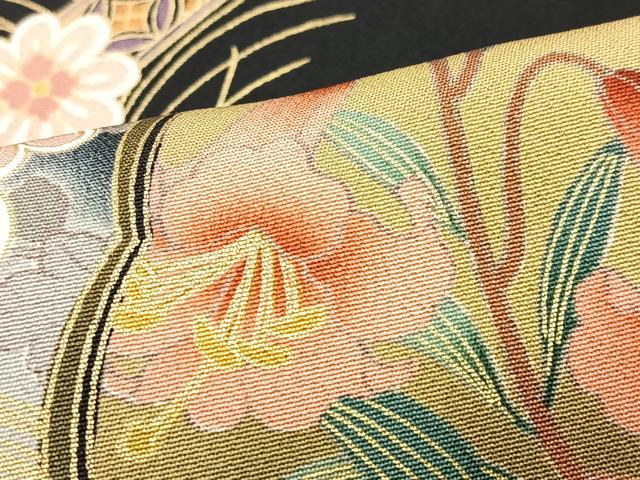 平和屋着物■豪華黒留袖　駒刺繍　立波花鳥文　暈し染め　金銀彩　正絹　逸品　CABM2176xe